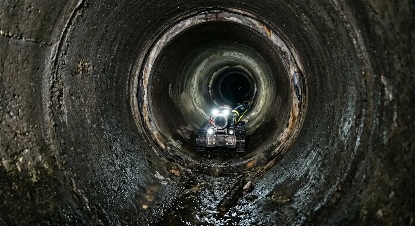 Robotic sewer camera inspecting pipe interior for Sewer Line Repair in Rosaryville